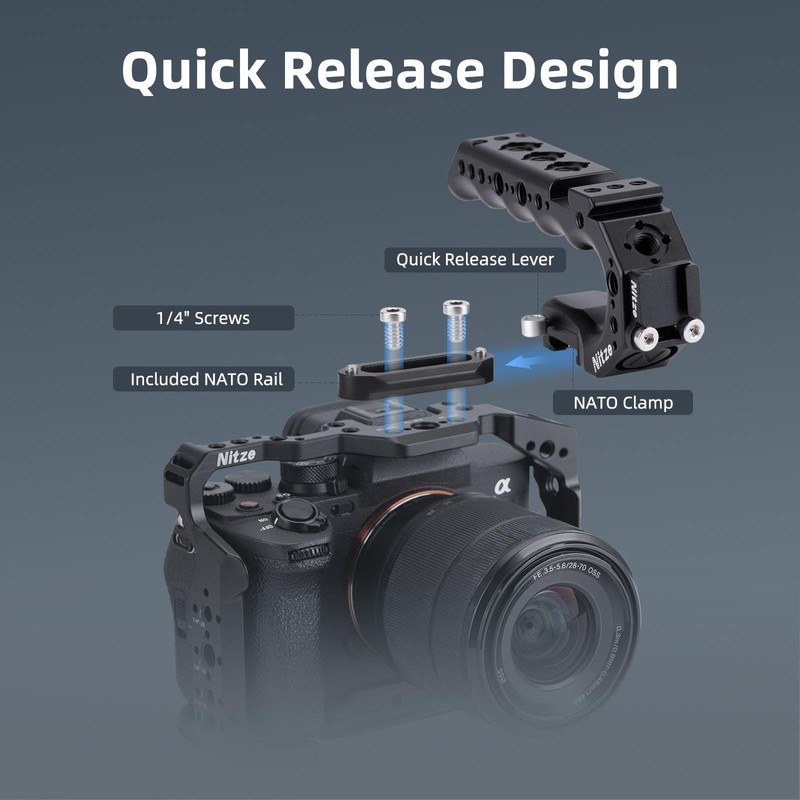 Nitze NATO Top Handle,Camera Cage Handgrip with Built-in NATO Rail,