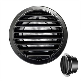304 Thick Stainless Steel Air Vent Cap Exterior Cover with Mesh for Apartment, Garage, House - Black (100mm 4in Flat Air Vent)
