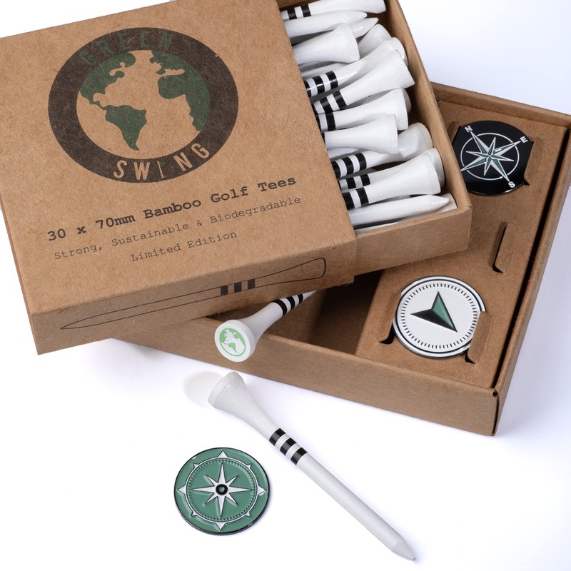 Green Swing Bamboo Golf Tees & Compass Ball Markers |