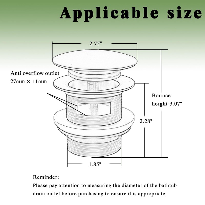 Freestanding Tub Drain, Pop Up Freestanding Bathtub Drain, Removable Filter