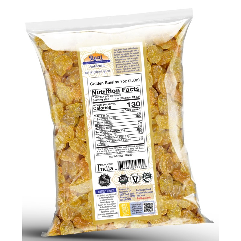 Rani Golden Raisins 7oz (200g) ~ All Natural | Gluten