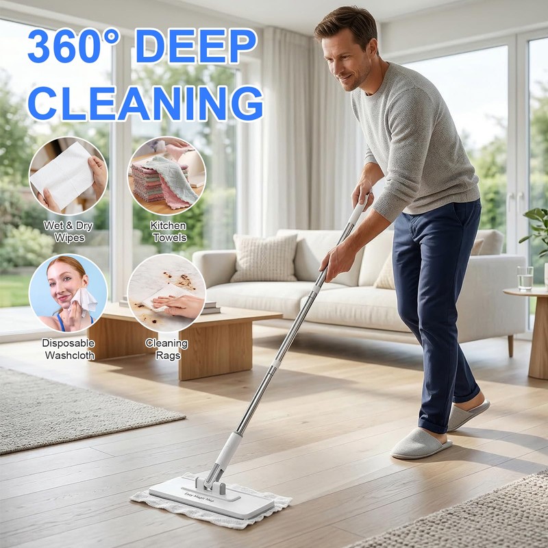 Snap Grip Mini Mop - Lazy Dust Mop with Locking