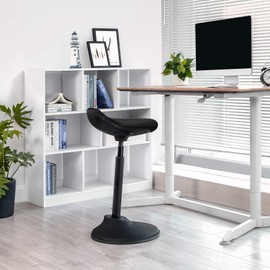 SONGMICS Standing Desk Chair, Adjustable Ergonomic Standing Stool, 23.6-33.3 Inches, Swivel Sitting Balance Chair, Anti-Slip Bottom Pad, Classic Black UOSC02BK