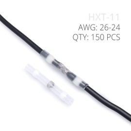 Wirefy Electrical Heat Shrink Solder Terminals - Waterproof Electrical Terminals - Waterproof End to End Connection - White 26-24 AWG 150 PCS