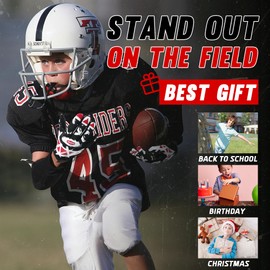 AIGEVTURE Youth Football Gloves Kids Receiver Gloves Sticky Football Gloves for Boys Girls Black M