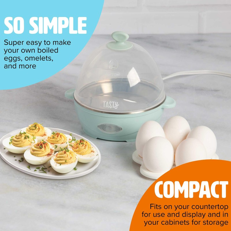 Tasty Mini Rapid Egg Cooker, 5-Egg Capacity for Perfect Hard