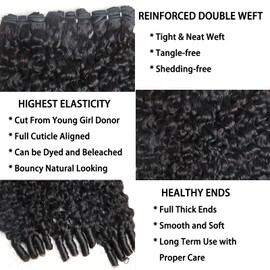 Curly Human Hair Bundles Water Wave Burmese Curly Bundles Human Hair Weave with Spiral End 3c4a 24 Inches Quick Weave Hair Extensions for Women Natural Black 1 Bundle