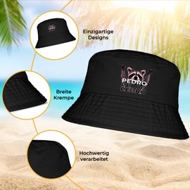 Pedro Funny Bucket Hat - The Perfect Sun Hat for Men & Women - Ideal as a Malle Outfit, Party Accessory & Festival Bucket Hat for the Beach, black, Unit size