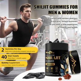 Shilajit Gummies for Men Women: Pure Himalayan Organic Shilajit Gummies Individually Wrapped with Ashwagandha 85+ Trace Minerals & Fulvic Acid for Energy Brain Immunity Support No Sugar 80 Gummies