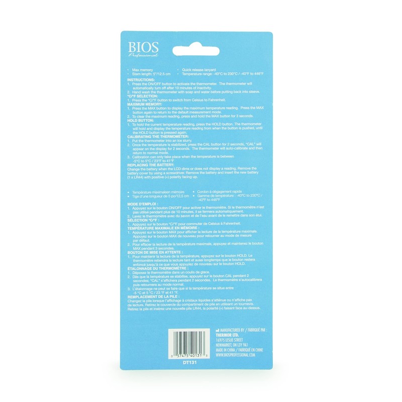 Bios Professional - Waterproof Pocket Thermometer (DT131) Grey