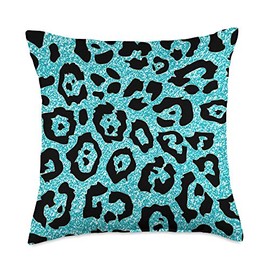 Animal Prints Gifts Aqua Blue Teal Cheetah Leopard Print Animal Skin Cute Trendy Throw Pillow, 18x18, Multicolor