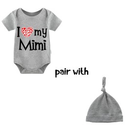culbutomind Baby Twins Romper I Love My Mimi Fun Baby Bodysuit Short Sleeve Gift for Birth Baby Boys Girls Twins Baby Clothing with Hat, Grey I Love My Mimi, 0-3 months