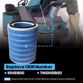 Cylinder Canister Filter Fit For Tennant S20 S30 Diesel Electric Gas LP Sweeper New Filtration Element Hopper Filter Replaces 1045900 TN1045900 OD 11.1'' & ID 6.7"