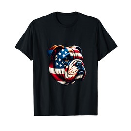 Patriotic English Bulldog Lover Owner Men American USA Flag T-Shirt