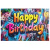 AIIKES 6x4ft Colorful Brick Wall Backdrop Retro Graffiti Happy Birthday