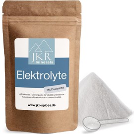 JKR Minerals Pure Electrolyte Powder 450 g, No Sugar, With Magnesium, Potassium, Calcium, Sodium and Chloride - High Dose & High Purity - For Sports, Keto, Fitness, Sauna, Summer & Regeneration