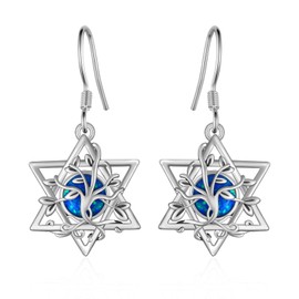 Star of David Earrings for Women 925 Sterling Silver Tree of Life David Star Earrings Jewish Jewelry Gifts for Women