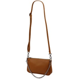 SH Leder Jennie G323 Genuine Leather Shoulder Bag Handbag Clutch Small Bag Evening Bag 23 x 13 cm, Dark Cognac