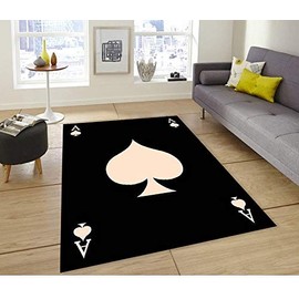champion rugs Modern Ace of Spades Games Poker Cocktail Party Biker Area Rug Carpet (5’ 3” X 7’ 5”)