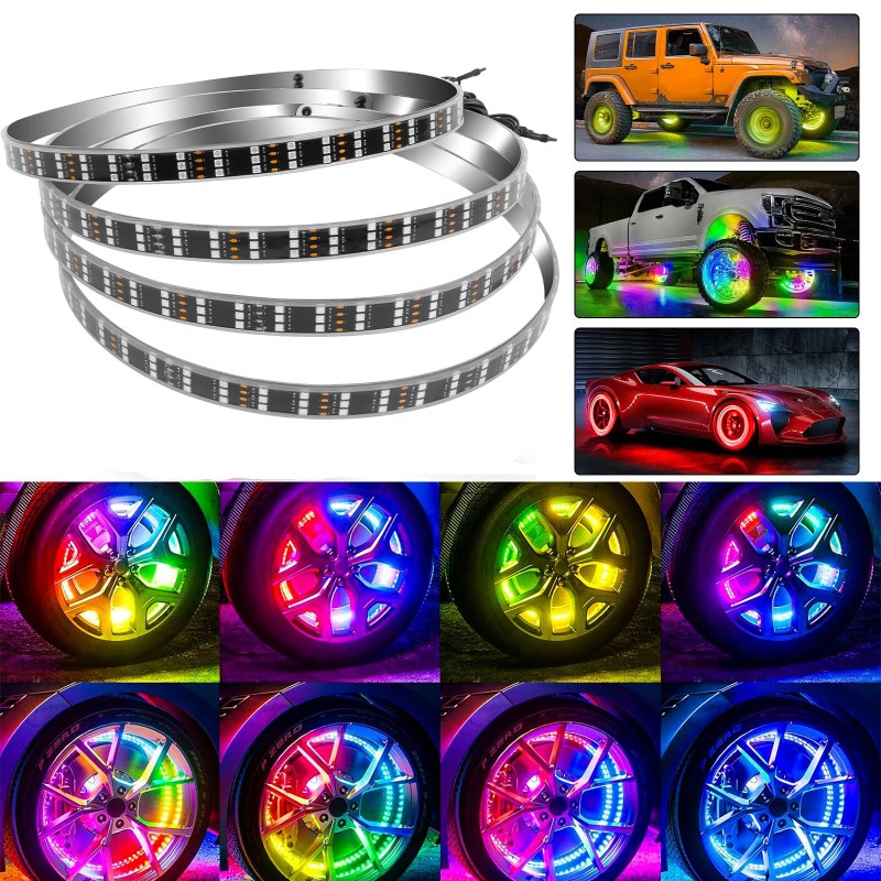 KEEPDSGN 4PCS 15" RGB LED Wheel Ring Lights Chasing Rim