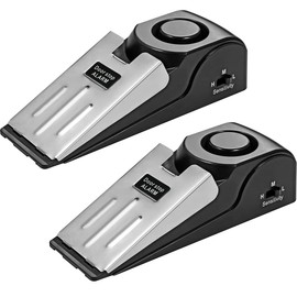 Doorstop Alarm Wireless Wedge 120 dB Siren Burglar Alarm System for Hotel Home Travel Security (Pack of 2)