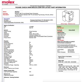 Molex (9-Circuits) Male & Female Receptacle Plug, w/Terminal sockets w/18-24 AWG Standard .062" Pins, Pitch 3.68mm