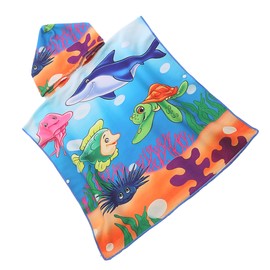 FEBE Bath Poncho Children's Ocean Bath Towel with Hood Bathrobe for Toddlers, Ocean 4