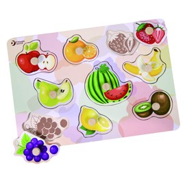 CL3652 Wooden Molding Puzzle, 1 Year Old, Wooden Toy, Baby, 1.5 Years Old, Baby Puzzle, Food, Fruit, Katahama, Classic World, Fruit Peg Puzzle, Colorful