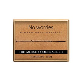 Ldurian Morse Code Bracelet, Unique Gifts for Friends, Beaded Cord Bracelet, Christmas Thanksgiving Gift, Inspirational Message Jewelry for Women, Present for Her, No Worries Jewel