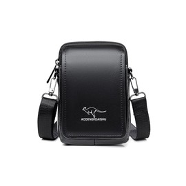 Whatna Mini One Shoulder Bag, Men's, Mini Waist Bag, Fanny Pack for Motorcycles, PU Leather, Unisex, Mini Crossbody Bag, Chest Bag, One Shoulder, Lightweight, Brown, Black, : Black A