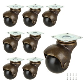 DAJAVE 1.5 Inch Ball Caster Wheels, 8 Pack Antique Casters Wheels, 360 Degree Swivel Plate Furniture Wheels Casters for Furniture, Sofa, Chair, Wooden Table