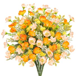 4Pcs Cherry Blossom Artificial Flowers Picks, Mixed Faux Lavender; 14" Yellow Fake Wildflower for Vase, Silk Flowers with Stems Spring Floral Arrangements for Home, Wedding, Table Centerpiece Decor