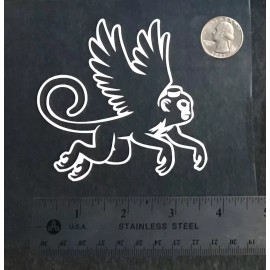 Unbranded Wicked Flying Monkey WHITE vinyl decal for car windows weatherproof 3.5 x 3.7"