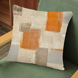 YGGQF Throw Pillow Covers Pillowcase Contemporary Brown Grey Beige Orange Abstract Painting Gray White Blocks Gallery Modern Home Decor Design Pillow Case for Couch Sofa Bed Chair 18x18 Inch