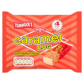 Tunnocks Caramel Logs - 12 Bars Package - Roasted Coconut Covered Caramel Wafer