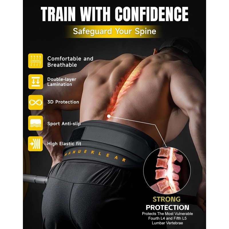 MANUEKLEAR 2-in-1 Weightlifting Belt & Dip Belt with 36.7 IN