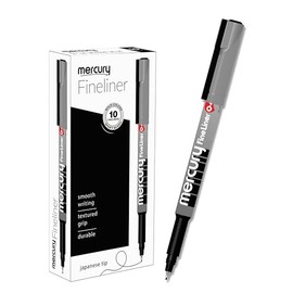 03FLine Fineliner Pens, BLACK, Extra Fine Point (0.3mm), Pack of 10, Textured Grip, Precision Fine Lines, Ideal for Write Draw Sketch Colour Draft Mark, iZOFAX