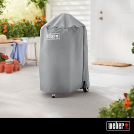 Weber Premium Grill Cover | 47cm BBQ Cover, Heavy Duty | Breathable UV & Water-Resistant Round Barbecue Covers | Portable & Light | Quality BBQ Accessories, Outdoor Cooking & Grilling - Grey (7175)