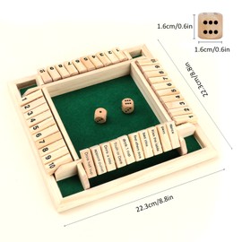 Wood Four Sided 10 Numbers Board Game Set Dice Table Entertainment Board Game Toy for Family Adults Party