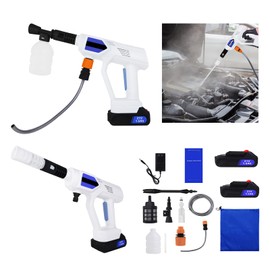 Portable Pressure Car Washer, Electric Power Washer Machine with Adjustable Spray Nozzle for Driveways, Patios and Washing Vehicles, Included 2 Batteries