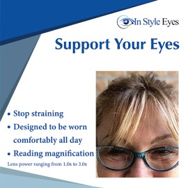 In Style Eyes Rubber Neckin Bling Neck Hanging Reading Glasses - Full-Rimmed Cat Eye Rubber Frame - Non-Polarized Lens - Yellow - 1.25x