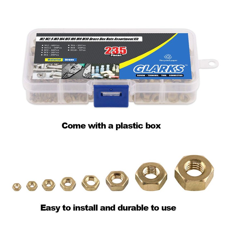 Glarks 235Pcs Metric M2 M2.5 M3 M4 M5 M6 M8