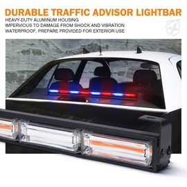 Xprite 35" COB LED Traffic Advisor Strobe Police Light Bar, Hazard Warning Safety Directional Flashing Lightbar for Volunteer Firefighter Emergency Vehicles Law Enforcement Trucks, Red/Blue