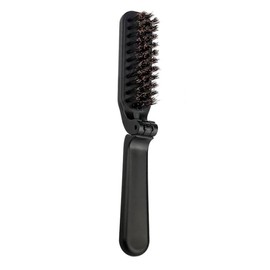 Travel Folding Boar Bristle Brush - Collapsible Anti-Static Pocket Hair Styling Tool for Women and Men
