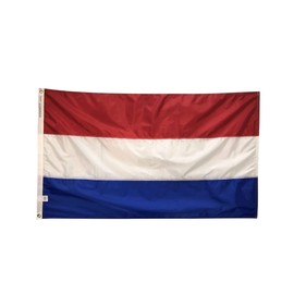 3x5' Netherlands Flag, Sewn Stripes of Durable and Fade Resistant All Weather Nylon, with Canvas Header and Brass Grommets, 4 Rows of Fly End Stitching, Made in USA