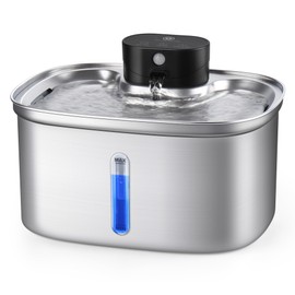 BOORCA Cat Water Fountain Cordless, 169oz/5L Wireless Smart Pet Water Fountain with 5000mAh Battery & Ultra Quiet Pump, Stainless Steel Automatic Pet Water Dispenser for Cats & Dogs