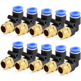 ERGAOBOY 10pcs 8mm Pipe AD x 1/8 BSP Male Angle for Connecting Fittings (PL8-01)