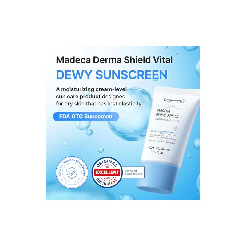 Centellian24 Madeca Derma Shield Vital Dewy Sunscreen, Protector Solar Híbrido,