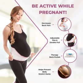 GABRIALLA Elastic Pregnancy Belly Band for Pregnant Women, Baby Safe Design, Adjustable & Breathable Maternity Belt, Improve Posture and Relieves Back, Joint, & Hip Strain (MS-96(P) White, XL)