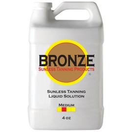 BRONZE – MEDIUM - Spray Tan Solution - 4 oz - Sunless Self Tanning Liquid for Airbrush or HVLP System + INCLUDES: Applicator Mitt, Application Gloves and Best Fake Tanner Lotion Mousse Sample